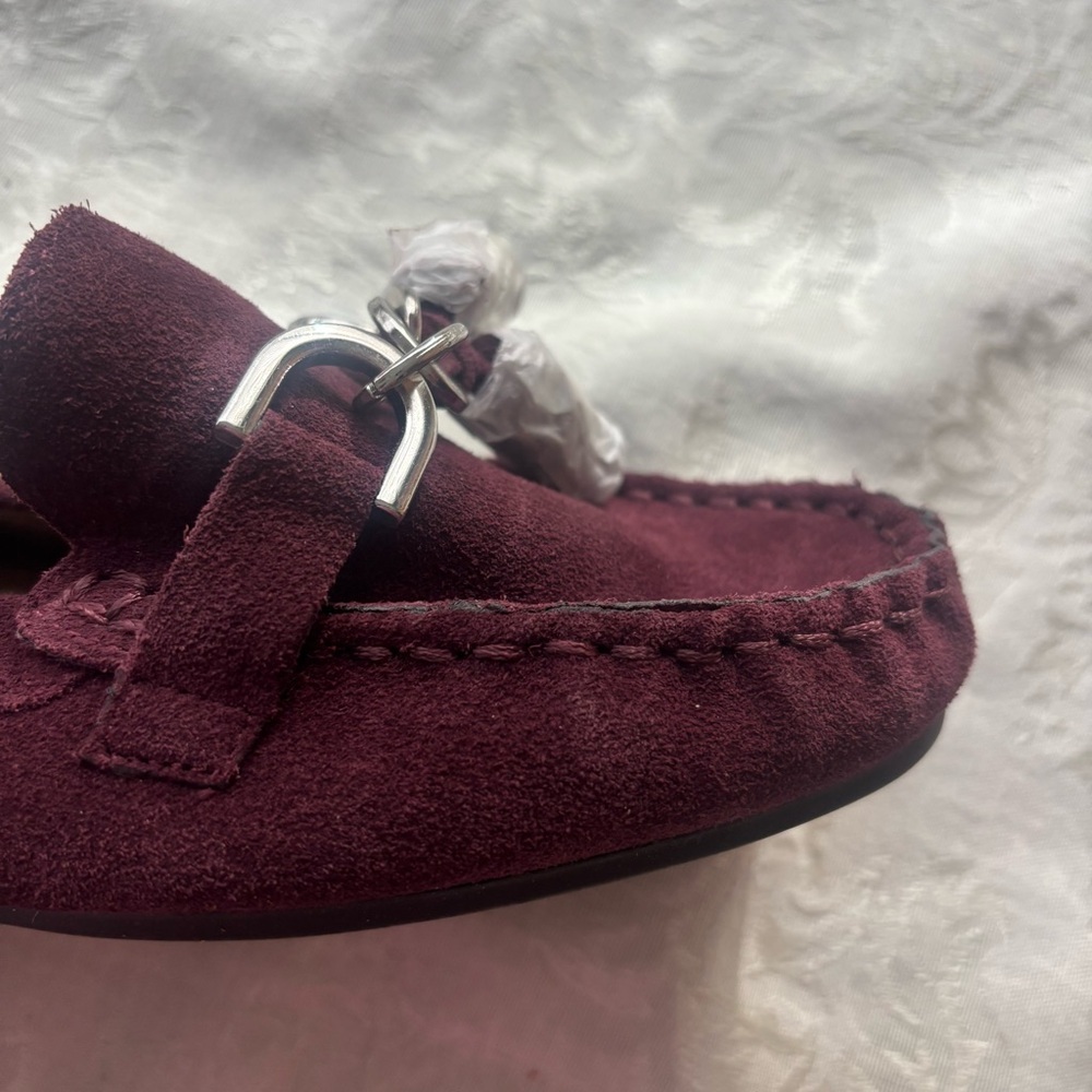 NWOT Aerosoles Burgundy Soft Suede Driving Loafers w/Tassels, Size 7.5 - Picture 5 of 11